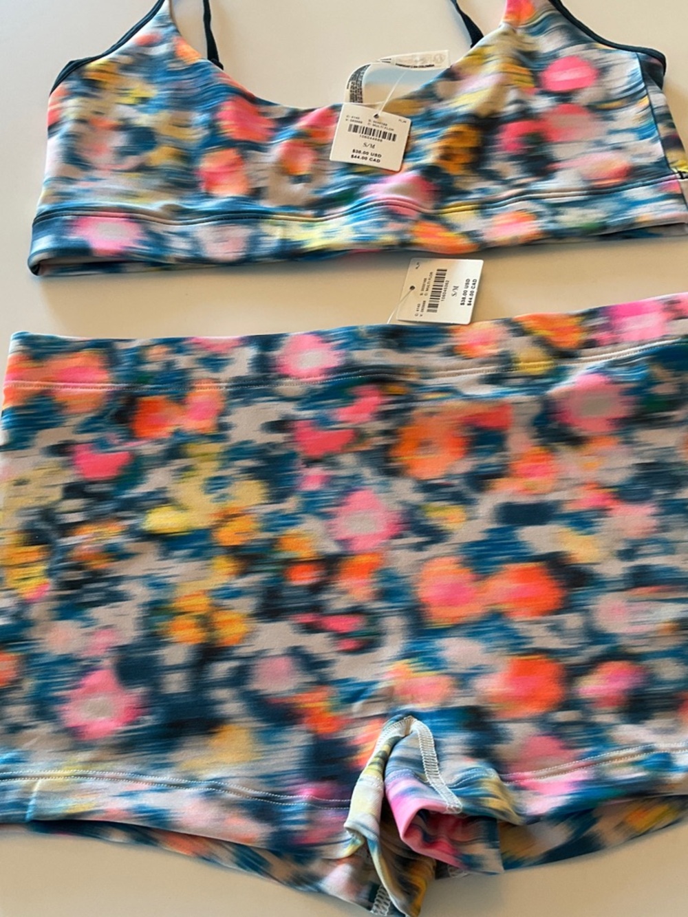 Women’s ' Multicolor Neon Floral Active Shorts - Pink, Blue, Orange, Yellow